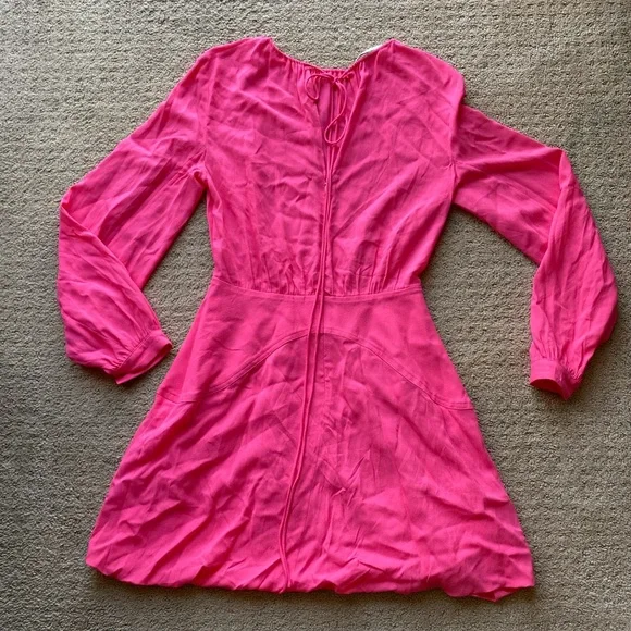 stella mccartney gathered mini dress hot pink small long sleeve wedding guest - Picture 6 of 8